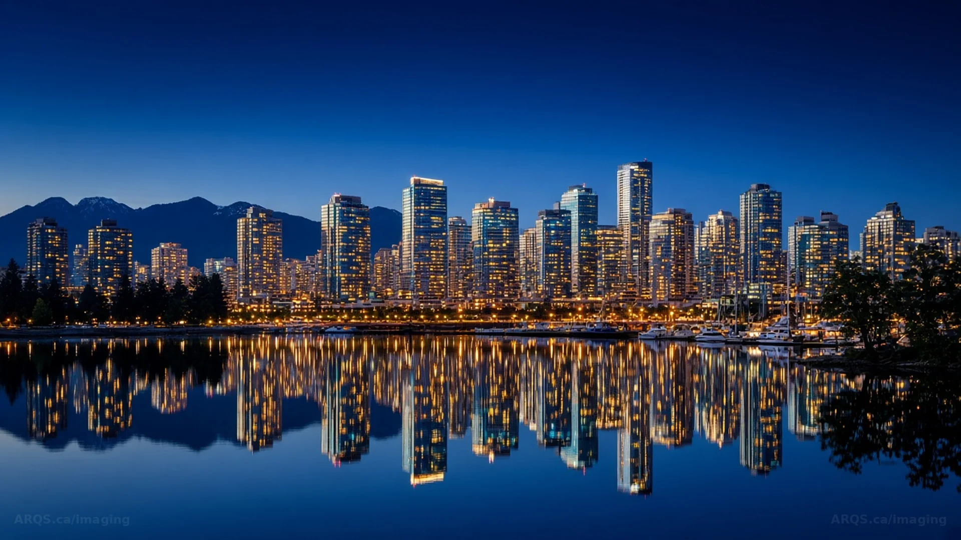Vancouver skyline at night